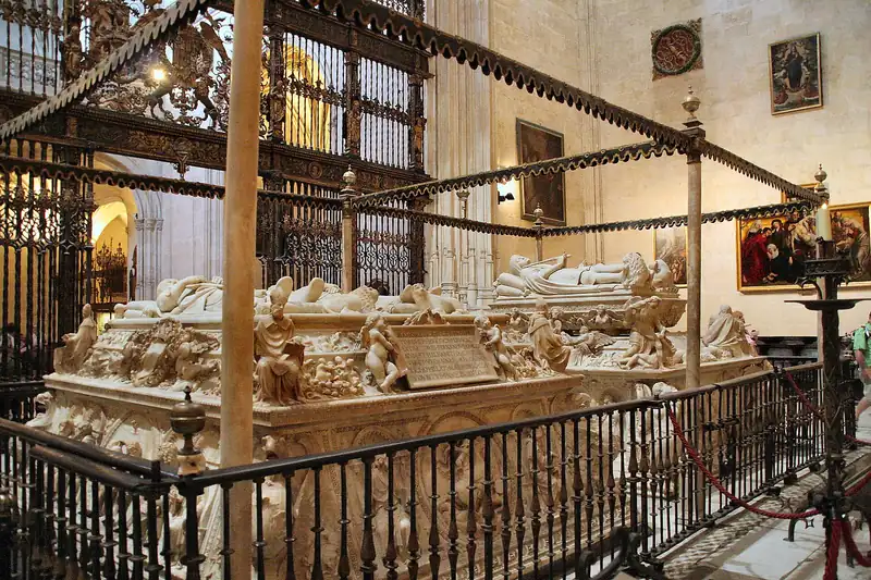 The marble cenotaphs above the crypt